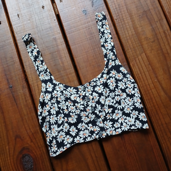 Brandy Melville John Galt button front daisy flower floral bralette crop top - Picture 5 of 5